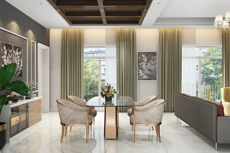 Luxury home interior design with marble flooring Luxury home interior design with marble flooring