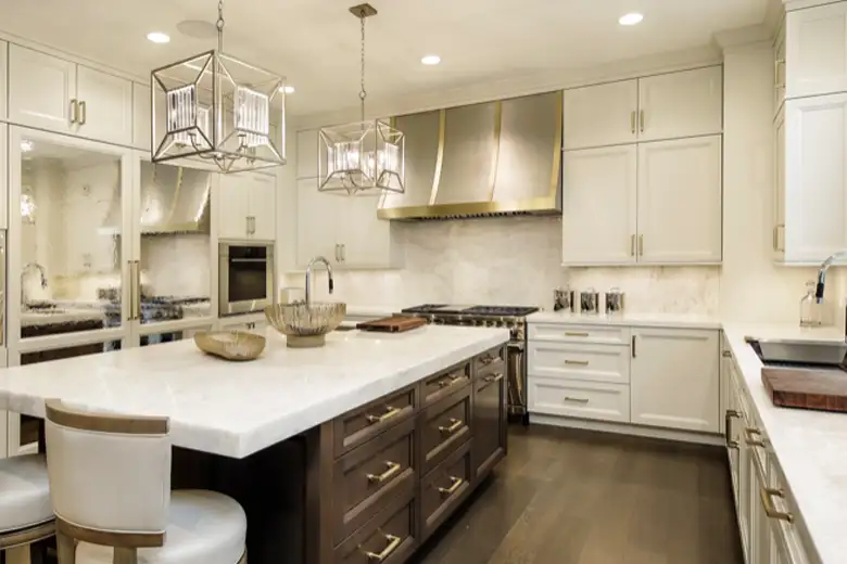 A kitchen design with a metal finish. A kitchen design with a metal finish.