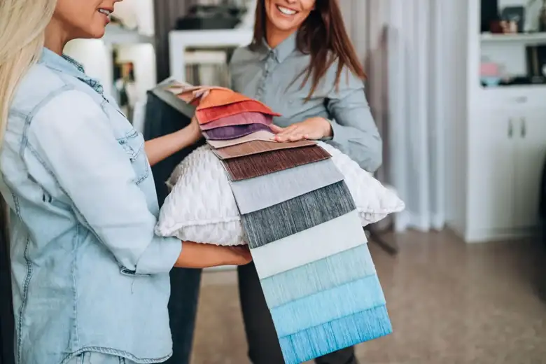 Interior decorators selecting fabric and materials for a project
Interior decorators selecting fabric and materials for a project