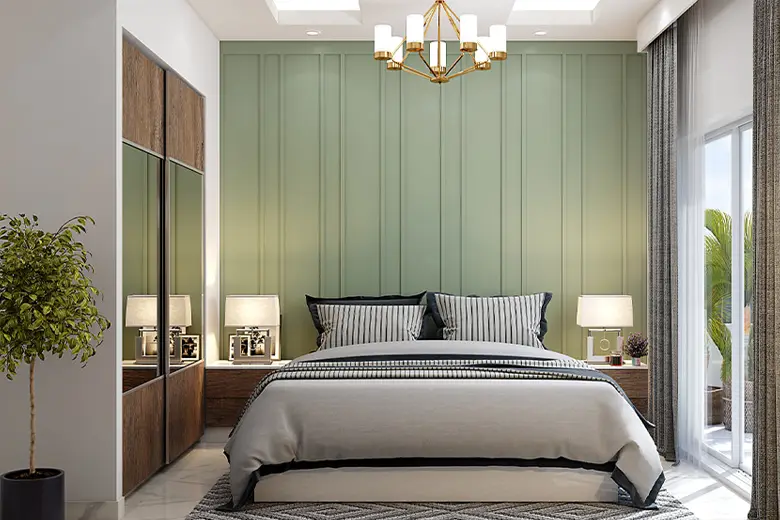 A bedroom designed with wall mouldings A bedroom designed with wall mouldings