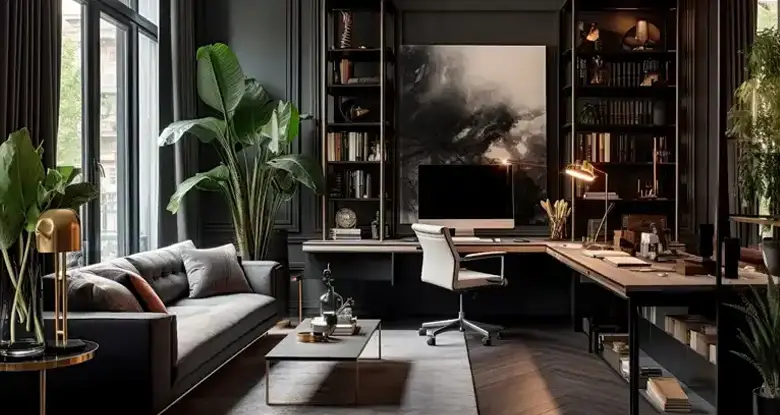 Modern office interior design with biophilic elements Modern office interior design with biophilic elements