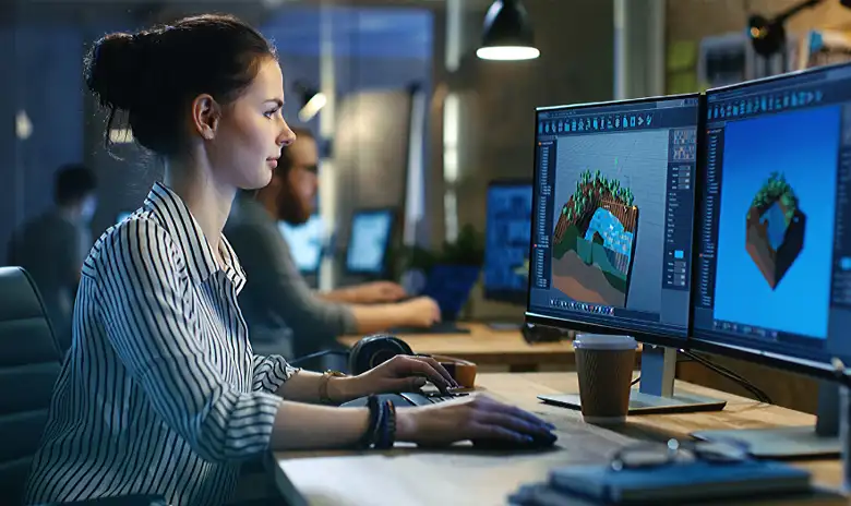 Young woman working on a graphic design project, focusing on honing her skills.
Young woman working on a graphic design project, focusing on honing her skills.
