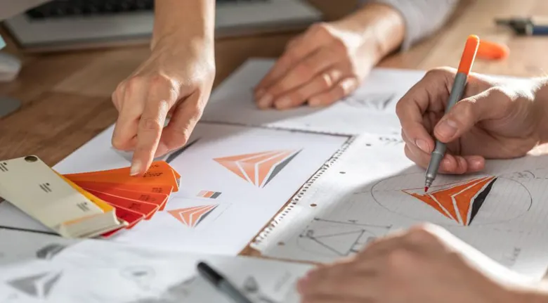 Logo designer using colour theory to develop a logo Logo designer using colour theory to develop a logo