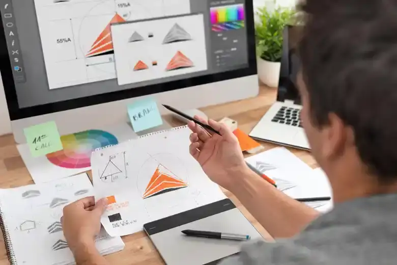 Person using software to create illustrations Person using software to create illustrations