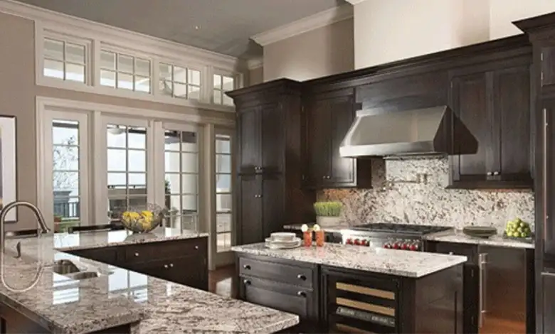 A bold and dark open kitchen interior design idea.
A bold and dark open kitchen interior design idea.
