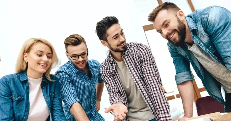 A team of interior designers working on a project