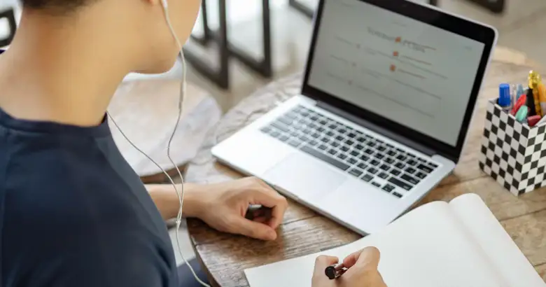 Design student taking a class online