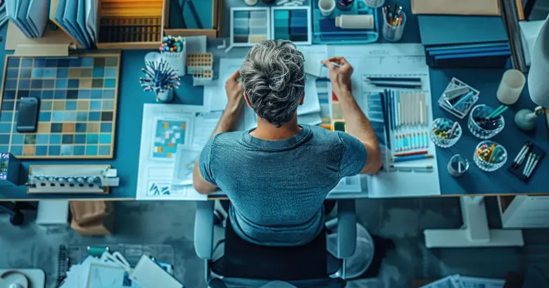 Interior designer working in their office.