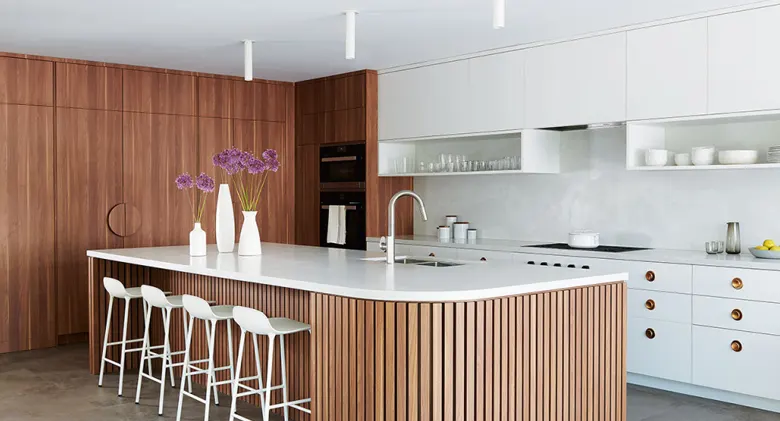 Indian parallel kitchen interior design idea involving gentle curves. Indian parallel kitchen interior design idea involving gentle curves.
