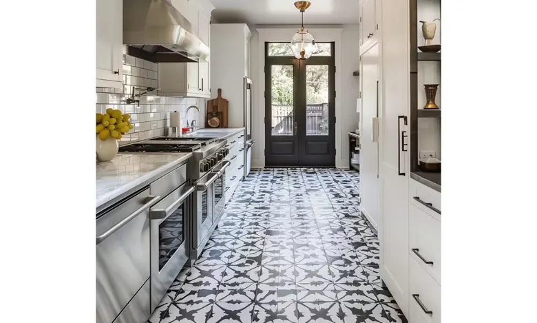 Indian parallel kitchen interior design idea with interesting floor design. Indian parallel kitchen interior design idea with interesting floor design.
