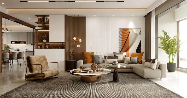 A modern luxury living room interior design.