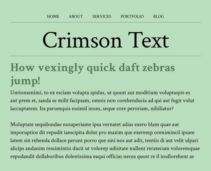 An example of what Crimson text looks like in a text block.