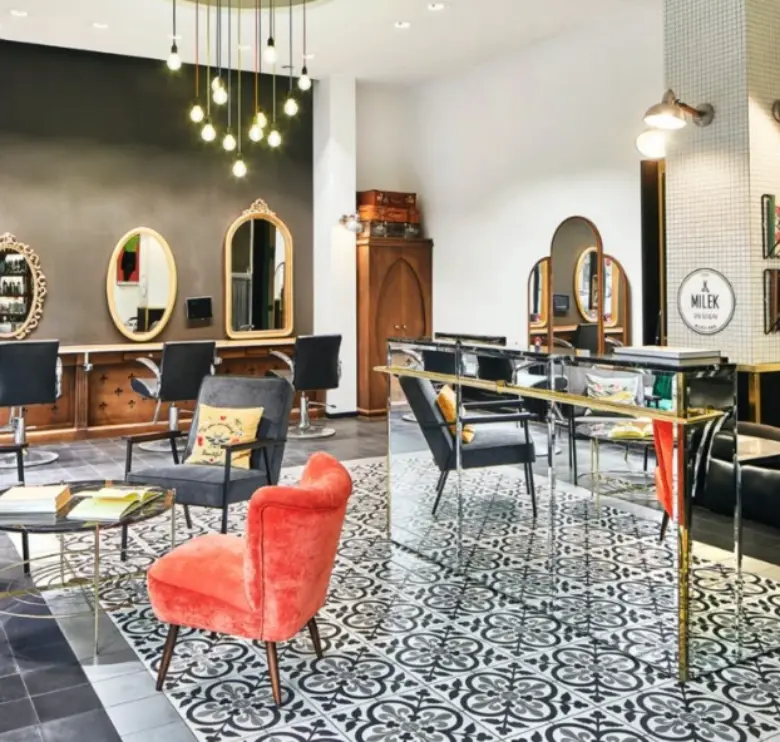Adding accessories for a contemporary salon aesthetic.