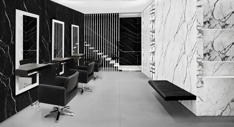 Image showcasing a monochrome theme for a sleek salon look.