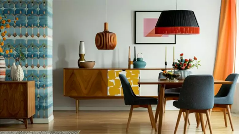 Sleek multi-functional furniture in an open living room space.
