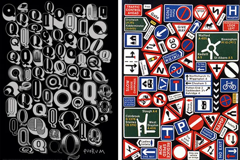 Alan Fletcher's quirky typography style.
