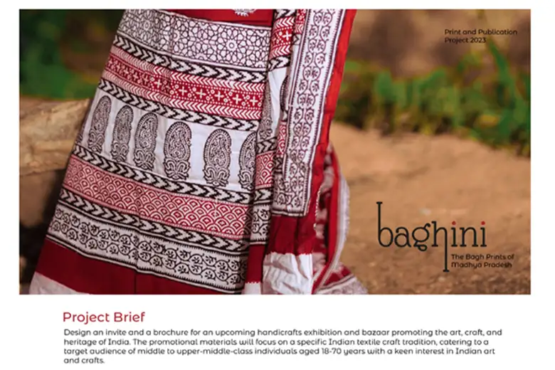 Image showcasing project brief for the textile event named Baghini. Image showcasing project brief for the textile event named Baghini.