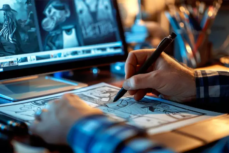 A designer learning how to use Adobe Illustrator.