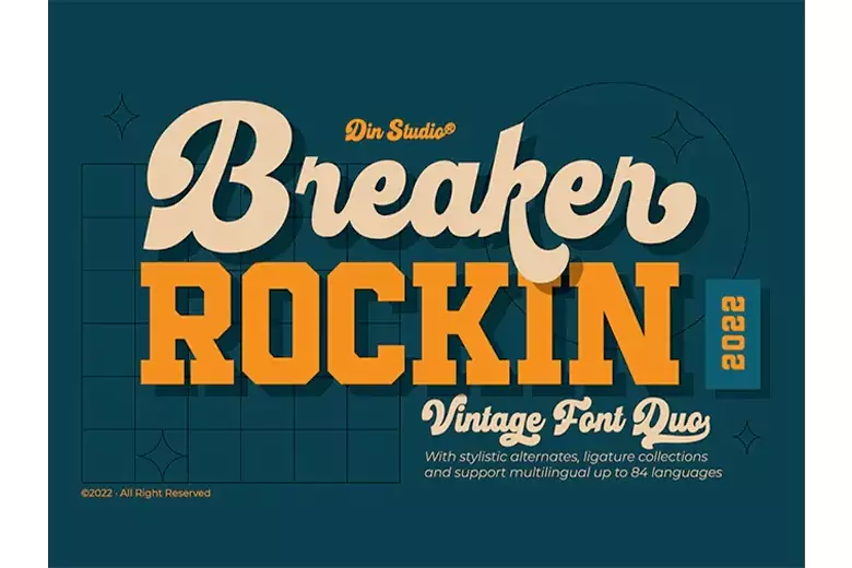 Breaker Rocking — Font Duo has two versions.