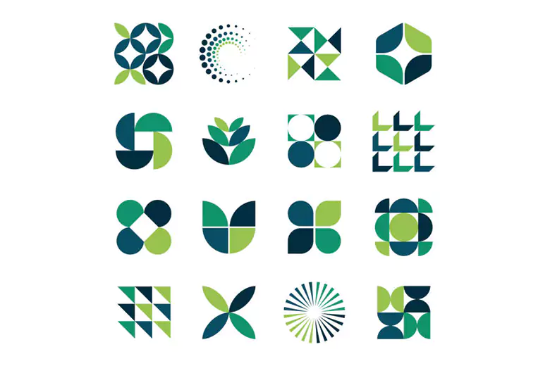 Logo design trend involving geometric and 3D shapes.
Logo design trend involving geometric and 3D shapes.