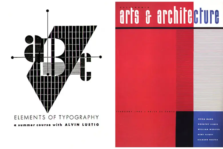 Posters and magazine covers created by Alvin Lustig.