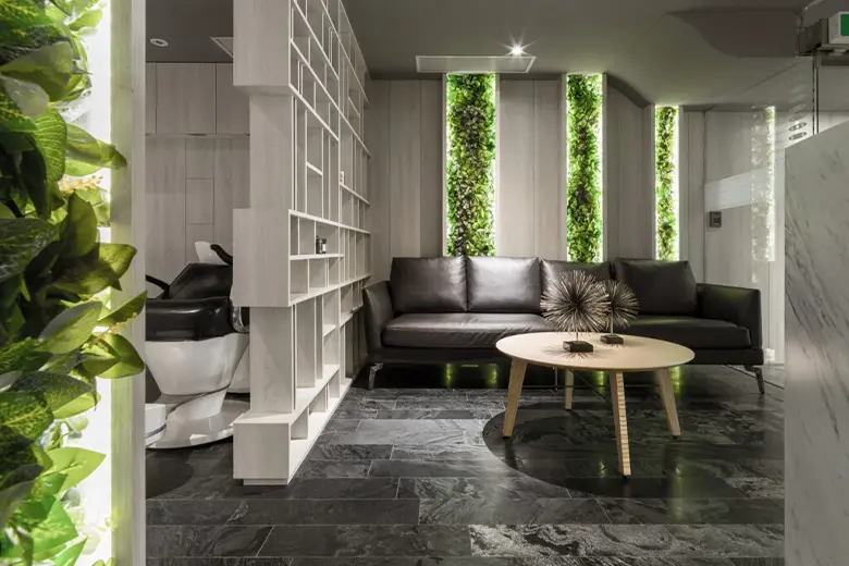 A comfortable sitting area in a small salon.
A comfortable sitting area in a small salon.