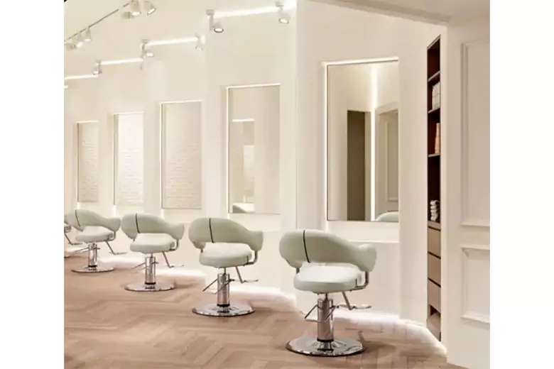 LED mood lighting is a popular small salon interior design idea. LED mood lighting is a popular small salon interior design idea.