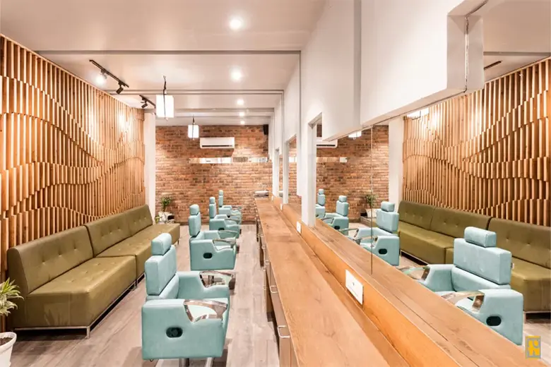 A small salon with a geometrical floor. A small salon with a geometrical floor.