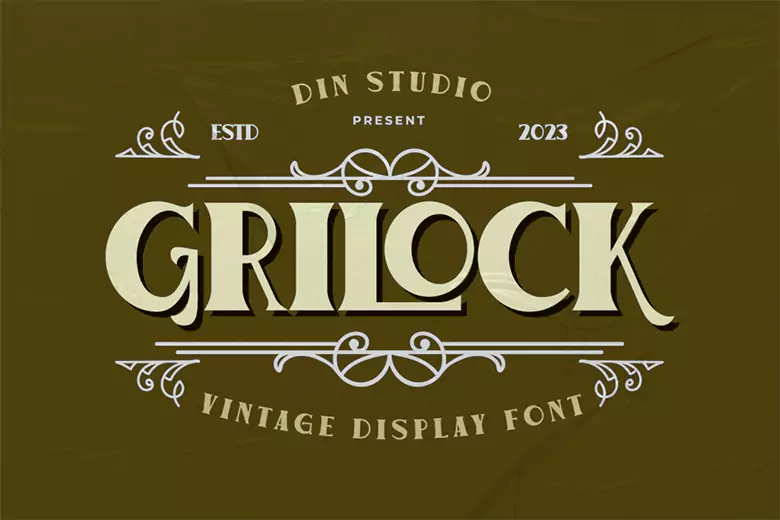 Grilock is a vintage font with a geometric style.
