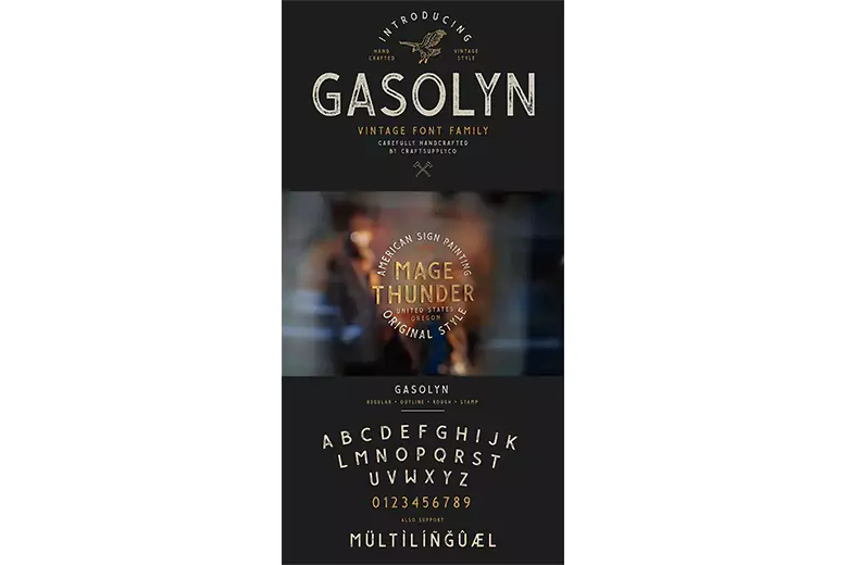 Gasolynis a versatile vintage font.
