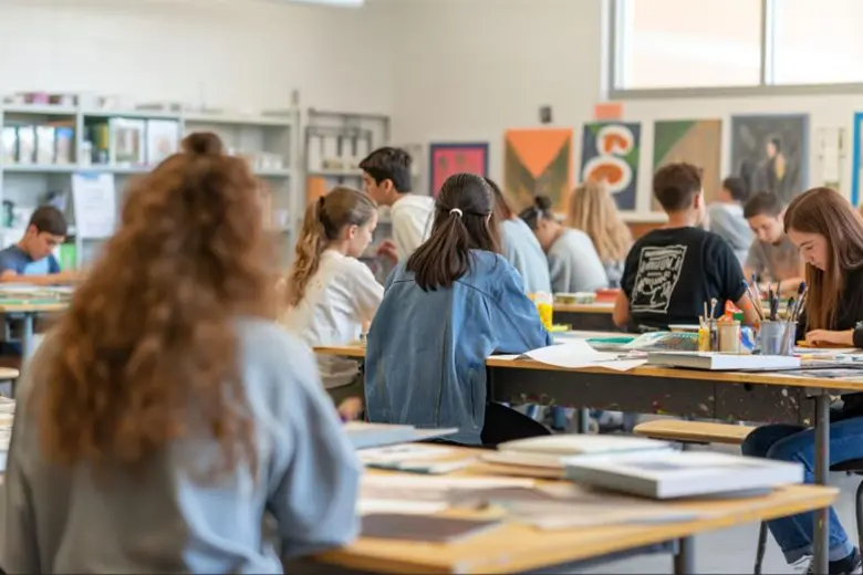 Students in a graphic design class. Students in a graphic design class.