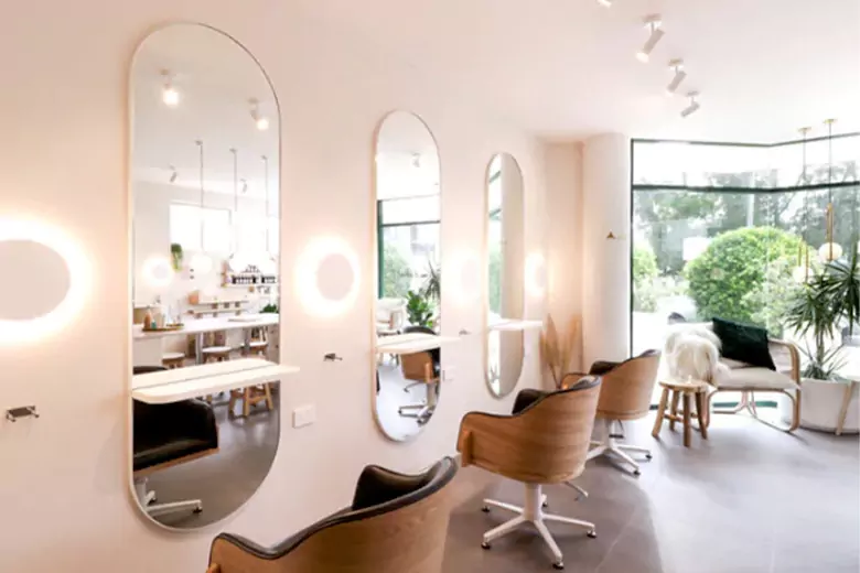 A small salon interior design idea with accent lighting.
A small salon interior design idea with accent lighting.