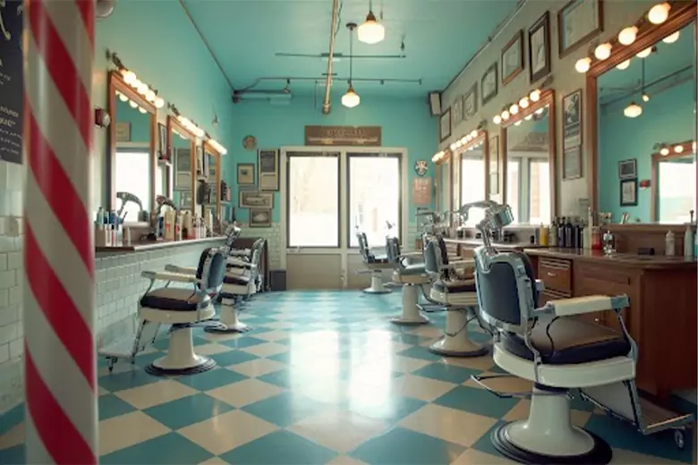 Vintage-inspired furniture and decor in a salon, creating a retro aesthetic with charming details. Vintage-inspired furniture and decor in a salon, creating a retro aesthetic with charming details.