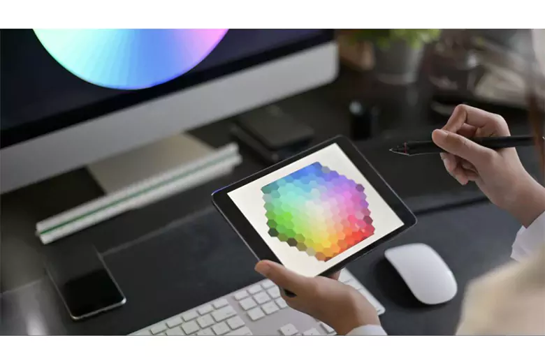 A designer learning about color theory.