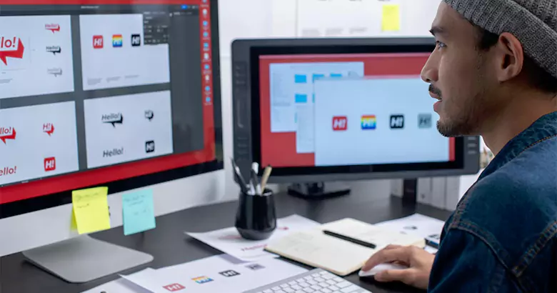 A graphic designer working on their project.