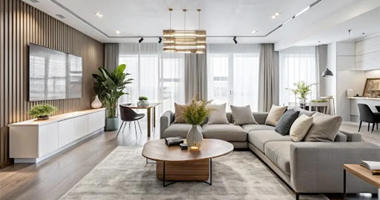 Image showcasing Modern living room design, blending functionality and aesthetic appeal.