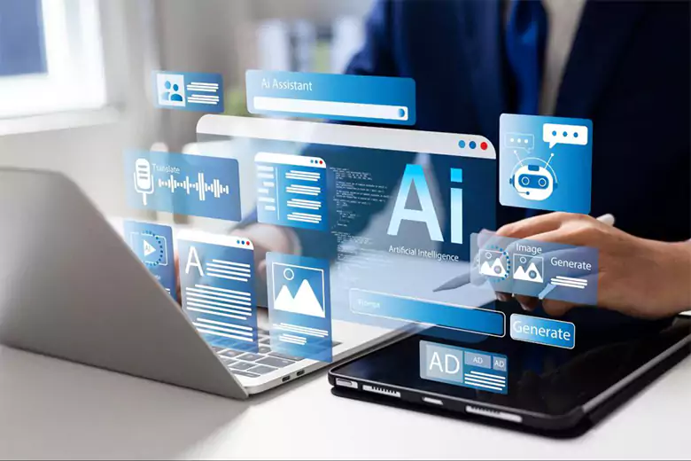 A visual representation of graphic design AI tool in action.