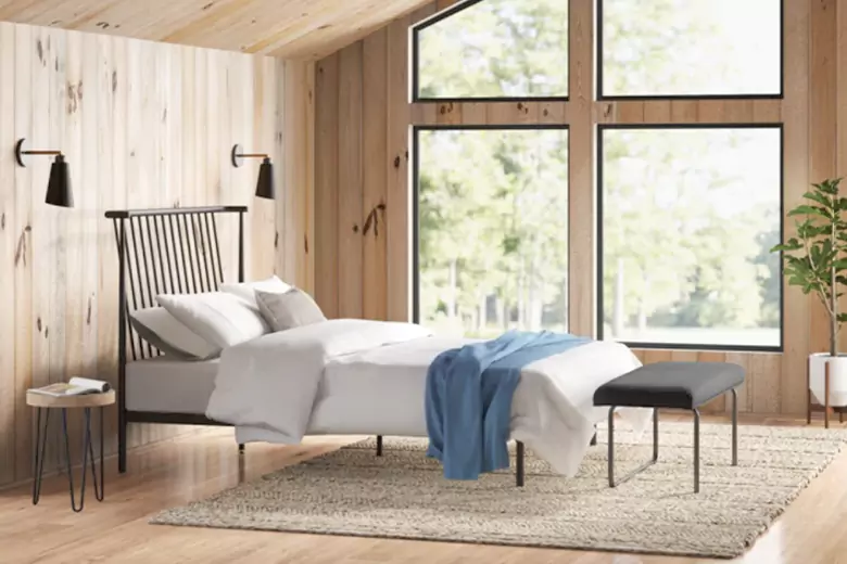 A bedroom with huge window A bedroom with huge window