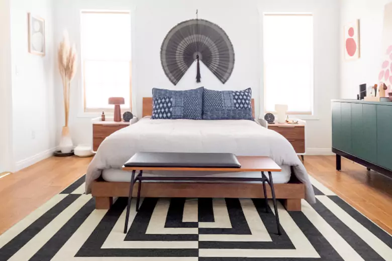 Geometric furniture in a bedroom
