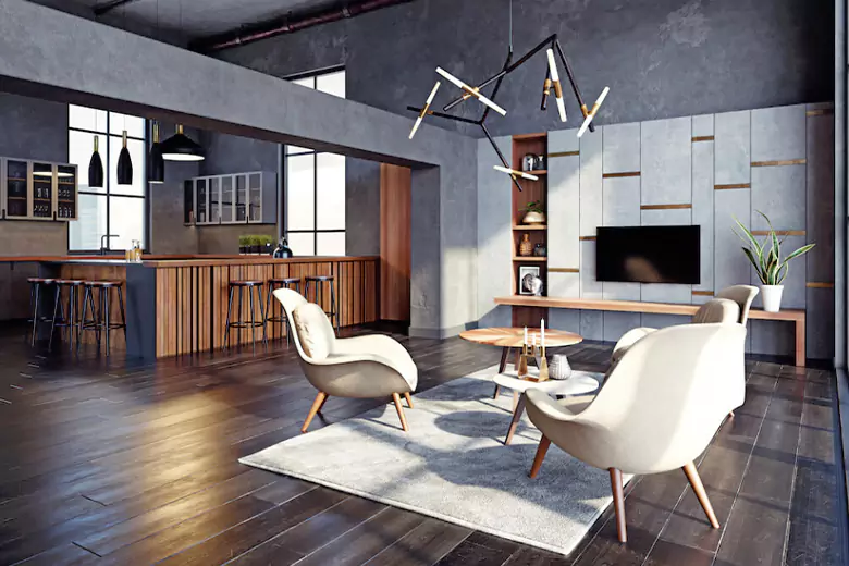 Hall furniture design idea with open-concept furniture