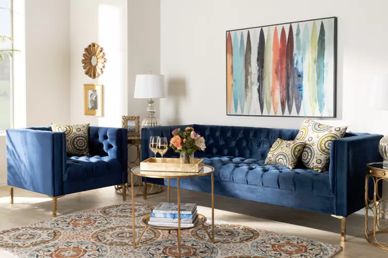 Use velvet for luxurious look in a living room