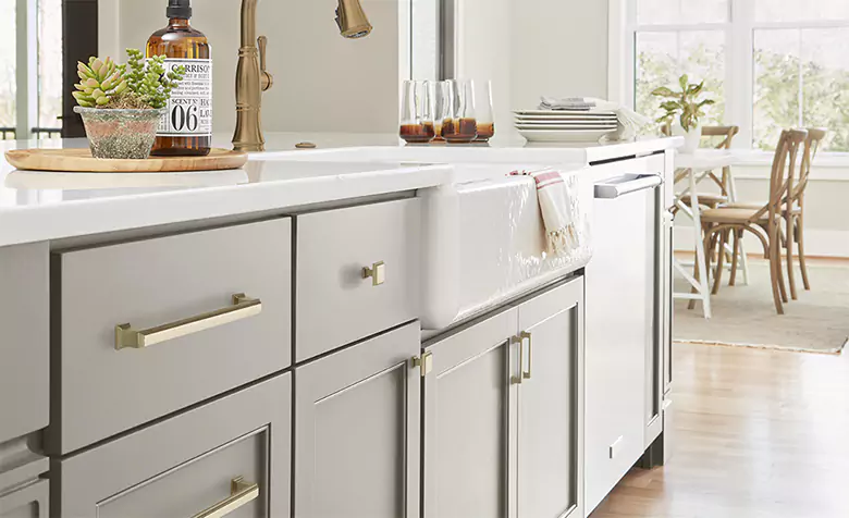 Modern kitchen interior design with stylish cabinet hardware. Modern kitchen interior design with stylish cabinet hardware.