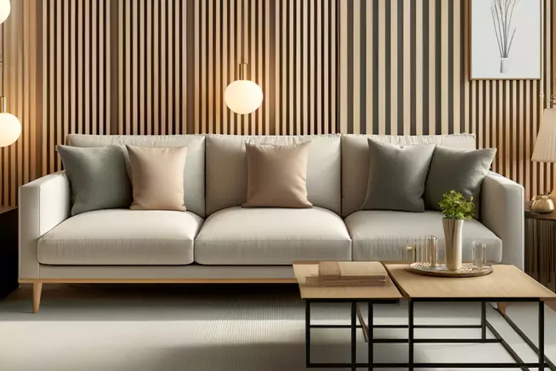 Hall furniture design with textured wall panels