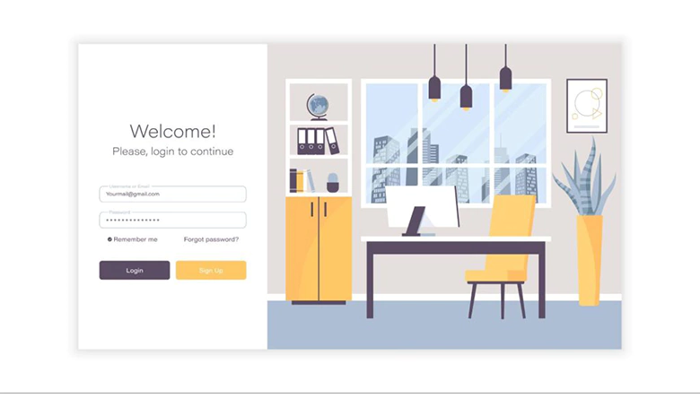 Welcome page of a website.

