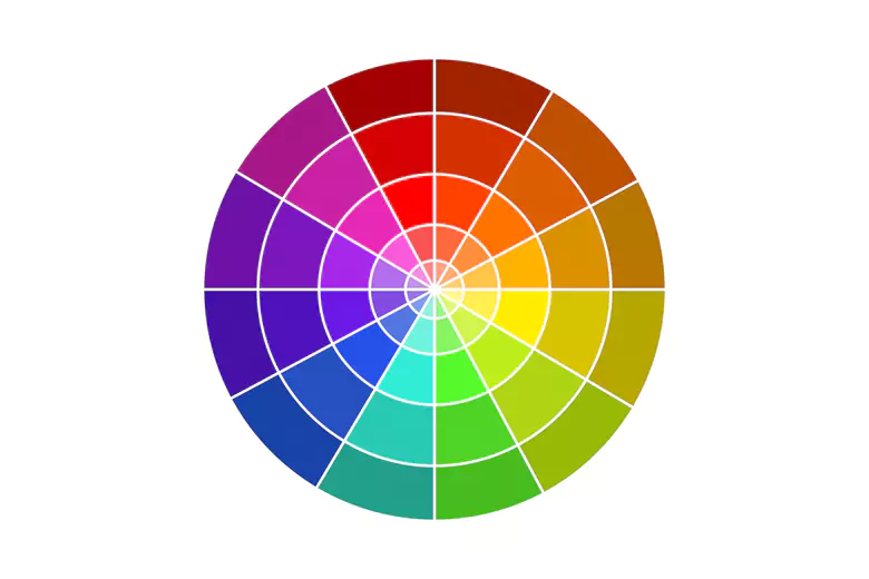 Image of a color wheel showing blue as a primary hue positioned between violet and teal.
Image of a color wheel showing blue as a primary hue positioned between violet and teal.