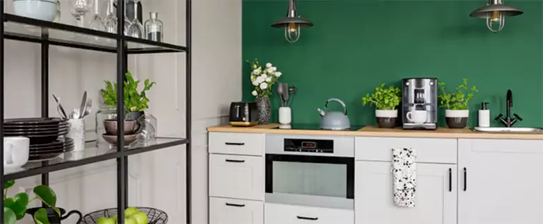 Bold accent walls in a kitchen enhancing the home's interior Bold accent walls in a kitchen enhancing the home's interior