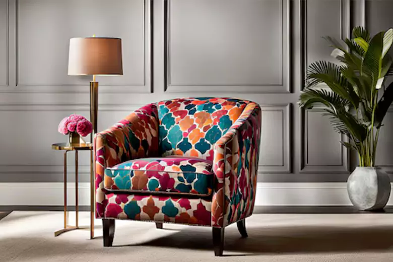 Hall furniture design idea with bold accent chairs
