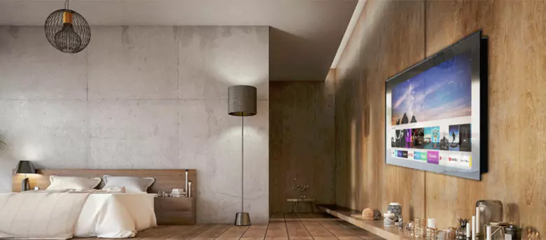 A bedroom with smart mirrors
