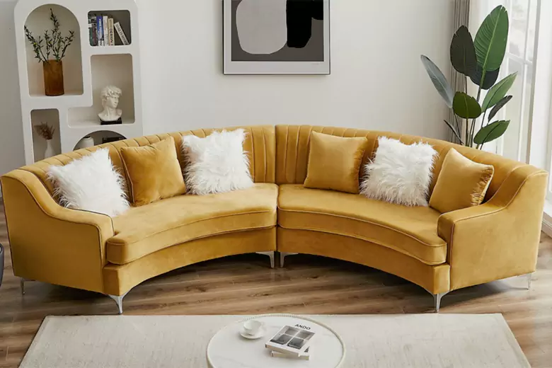 Hall furniture design idea with curved furniture