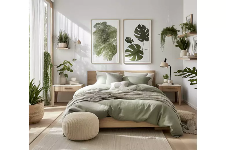 Adding greenery in a bedroom to add visual interest
Adding greenery in a bedroom to add visual interest